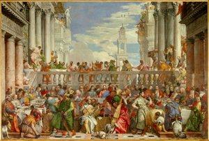 O Casamento de Cana (Le nozze di Cana) (Milagre da transformação da água em vinho" Pintura de Paolo Caliari dit Paolo Veronese (1528-1588)