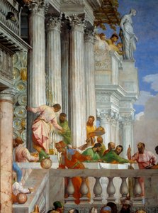 O casamento de Caná, detalhe: colunas e varanda. Fresco por Paolo Veronese (1528-1588) Ec. sex. de Veronese