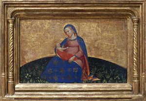A Virgem da humildade. Pintura de Giovanni Da Bologna (segunda metade ativa do século 14) tempera sobre álamo, cerca de 1395. Arte italiana de Giambologna