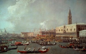 O regresso do Bucentauro ao cais no Dia da Ascensão, ca. 1760, por Giovanni Antonio Canal conhecido como Canaletto (1697-1768), óleo sobre tela