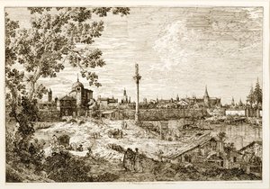 Visão imaginária de Pádua, c.1740s (gravura) de Canaletto