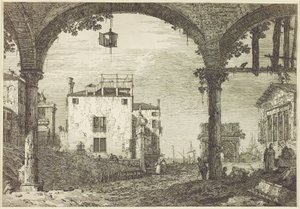 O Pórtico da Lanterna, c.1744 (gravura) de Canaletto
