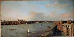 Vista de Londres e do Tamisa no século XVIII Pintura de Antonio Canal conhecido como Canaletto (1697-1768) Século XVIII - Colecções Lobkowicz, Palácio Lobkowicz, Praga - Dimensões Altura: 118 cm (46,5 in). Largura: 238 cm (93,7 pol.)