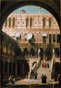 Vista da Escadaria dos Gigantes, Palácio Ducal de Veneza (óleo sobre tela