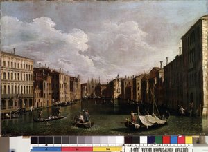 "Vue sur le grand canal a Venise" (Veneza) Peinture de Giovanni Antonio Canal aka il Canaletto (1697-1768). 18eme siecle Musee des Beaux Arts de Mikalojus Konstantinas Ciurlionis, Kaunas, Lituanie de Canaletto
