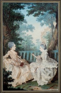 Madame de Breget et Madame de Cassine Watercolour de Louis cengis dit Carmontelle (1717-1806) Século XVIII. Paris, Musee Carnavalet de Carmontelle