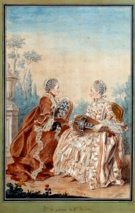 Madame de Julienne e Madame de Serre fazendo música aguarelada de Louis cengis dit Carmontelle (1717-1806) Século XVIII. Paris, Musee Carnavalet de Carmontelle