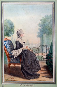 Retrato completo de Julie de Lespinasse (1732-1776) mulher de letras Watercolour de Louis Carrogis (1717-1806) conhecida como Carmontelle. Século XVIII Chantilly, conde musee