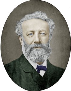 Jules Verne (1828-1905) romancista francês, fotografia de Nadar, imagem colorida