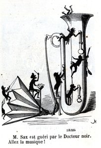 O Sr. Sax é ferido pelo médico negro. (Adolphe (Adolph) Sax, inventor do Saxofone (1814-1894). de Nadar