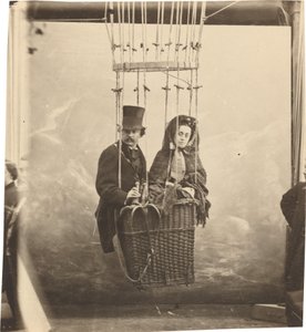 Autorretrato com a mulher Ernestine numa gôndola de balão,c. 1865, impresso c. 1890 (foto)
