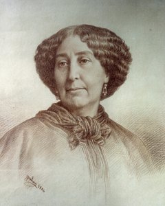 Retrato da Mulher de Letras George Sand (1804-1876) Aurore Dupin, Baronesa Dudevant Desenho de Rene Jouhan (1835-?) a partir de uma fotografia de Nadar de Nadar