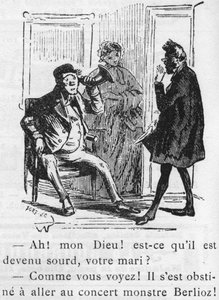 Desenho animado sobre o trabalho de Hector Berlioz (1803-1869) desenhado por Nadar em 1856 para o Journal pour rire. de Nadar