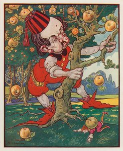 Ilustração para "As Viagens de Gulliver" de Jonathan Swift (litografia a cores) de (after) American School