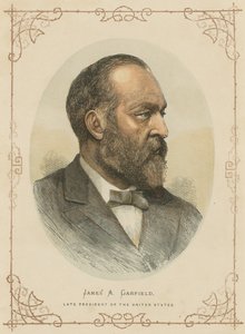 James A Garfield, 20º Presidente dos Estados Unidos (gravura a cores) de (after) American School