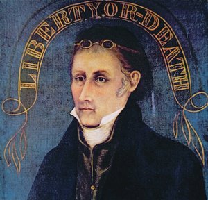 Patrick Henry, retratado com a lenda "Liberdade ou Morte" (cor litho)