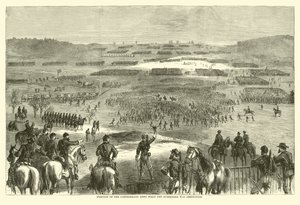 Posição do Exército Confederado quando a rendição foi anunciada, Abril de 1865 (gravura) de (after) American School