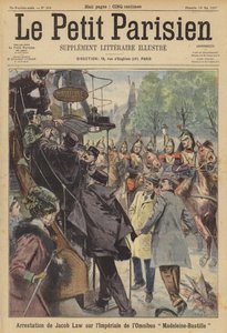 Detenção de um homem a bordo de um autocarro parisiense depois de ter disparado tiros contra uma tropa de cavalaria que passava (litografia a cores) de (after) Carrey