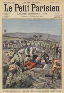 A morte do Comandante Jean Marie Alexis Preuvost em Casablanca, Marrocos (cor litho)