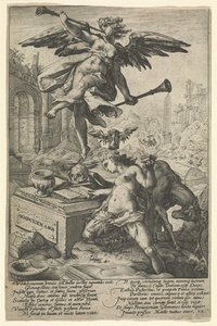 Fama e História, depois de 1586 (gravura em papel depositado)