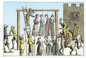 An Execution of Witches in England (gravura) (coloração posterior)