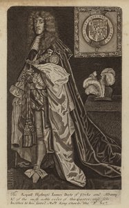 James II e VII, Rei da Inglaterra, Escócia e Irlanda, quando Duque de York (gravura) de (after) English School