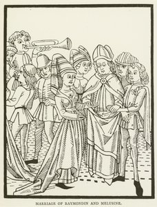 Casamento de Raymondin e Melusine (gravura) de (after) English School