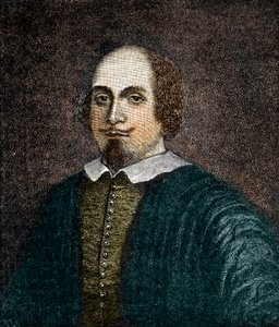 Retrato do dramaturgo inglês William Shakespeare (1564-1616) Gravura depois de uma pintura anónima do século XVIII de (after) English School
