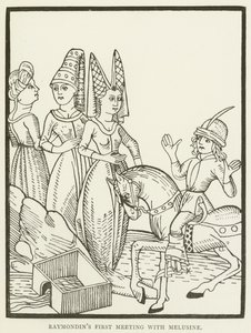 Primeiro encontro de Raymondin com Melusine (gravura) de (after) English School