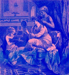 Senhora romana no seu banheiro, ilustração de 