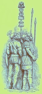 Soldados romanos, ilustração para "History of England" de H. O. Arnold-Forster, publicado em 1897 (imagem digitalmente melhorada) de (after) English School