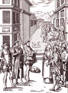 O pregoeiro da cidade a tocar a sua trombeta de (after) Flemish School