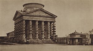 A barreira Etoile em 1860, com o pavilhão octroi da Ledoux (foto a p/b) de (after) French Photographer