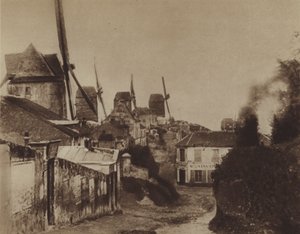 Os moinhos em Montmartre em 1845 (foto a p/b) de (after) French Photographer