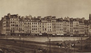 Quai Le Pelletier por volta de 1855, agora parte do Quai de Gesvres (foto a p/b) de (after) French Photographer