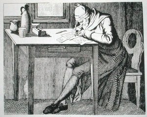 Gaspard Lavater (1741-1801) em seu Estudo, cópia de uma ilustração de sua 