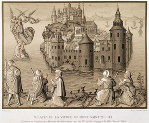 Milagre da Virgem em Mont-Saint-Michel - fac-símile de uma pintura camaieu dos "Milagres de Nossa Senhora de (after) French School