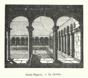 Saint-Papoul, O claustro (gravura) de (after) French School