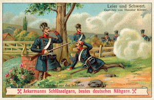 Canção de beber antes da batalha (chromolitho) de (after) German School