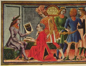 Imperador Frederico III recebendo o livro do astrônomo Giovanni Bianchini 
