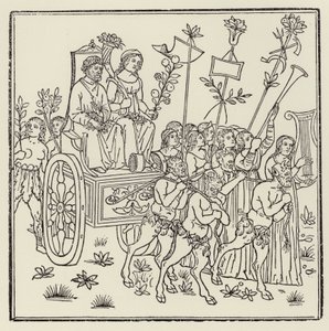 Procissão puxando uma carruagem (xilogravura) de (after) Italian School