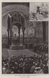 Primeira representação do Oratório de Dom Lorenzo Perosi, "A Ressurreição de Cristo", na Basílica de Santo Ambrógio, em Milão (Litho)