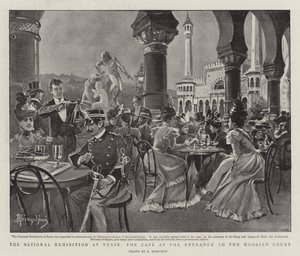 A Exposição Nacional em Turim, o Café na Entrada da Corte Moura (litho) de (after) Italian School