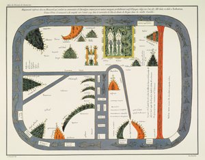 Mapa do mundo, de um manuscrito de um Comentário sobre o Apocalipse, escrito c.787 e copiado c.1109 no Mosteiro de Silos, Burgos, Espanha (litho) de (after) Spanish School