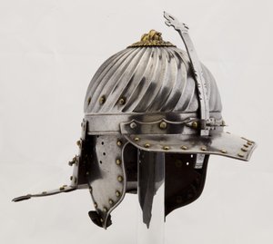 Zischägge, c.1620-25 (aço, ferro, latão e couro) de (attr.to) German School