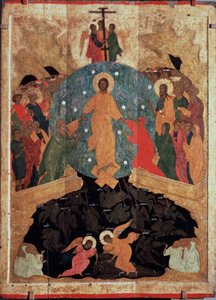 A descida ao Inferno. Episódio da Ressurreição, imediatamente após a sua morte, Cristo desceu às portas do reino dos mortos (limbo) onde as almas vegetam enquanto aguardam a visão beatífica, a fim de libertar as almas dos judeus. de (c.1440 1502) Dionisius the Wise