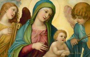 Nossa Senhora e o Menino com Anjos (cromolitografia) de (c.1489 1534) (after) Correggio