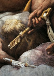Visão de São João Evangelista sobre Patmos, Ascensão de Cristo entre os Apóstolos, ou Cristo em Glória por Antonio Allegri, conhecido como Correggio (1489-ca 1534), fresco, 966x888 cm de diâmetro na base, detalhe, Igreja de São João Evangelista, cúpula, Pa