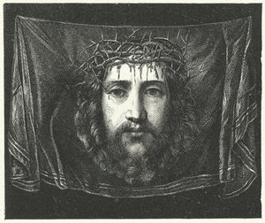 Véu de Verônica com o retrato de Cristo (gravura) de (c.1489 1534) (after) Correggio