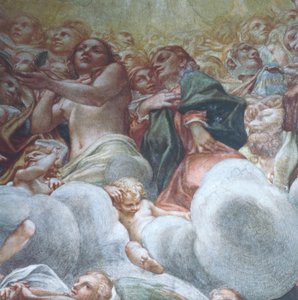Figura de Eva, detalhe da Assunção da Virgem no Céu, de Antonio Allegri Da Correggio (1489-1534), fresco, Cúpula da Catedral de Parma, Itália de (c.1489 1534) Correggio